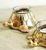 Pair of Turtle Gold Aluminium Candle Holder With Votives