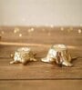 Pair of Turtle Gold Aluminium Candle Holder With Votives