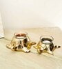 Pair of Turtle Gold Aluminium Candle Holder With Votives