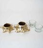 Pair of Turtle Gold Aluminium Candle Holder With Votives