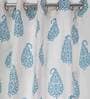 Blue Traditional Cotton 5 Ft Semisheer Eyelet Window Curtain