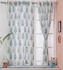 Blue Traditional Cotton 5 Ft Semisheer Eyelet Window Curtain