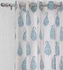 Blue Traditional Cotton 5 Ft Semisheer Eyelet Window Curtain