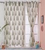 Green Traditional Cotton 5 Ft Semisheer Eyelet Window Curtain