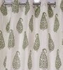 Green Traditional Cotton 5 Ft Semisheer Eyelet Window Curtain