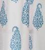 Blue Traditional Cotton 5 Ft Semisheer Eyelet Window Curtain