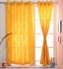 Yellow Traditional Cotton 5 Ft Light Filtering Eyelet Window Curtain