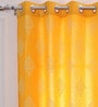 Yellow Traditional Cotton 5 Ft Light Filtering Eyelet Window Curtain