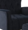 Palatial Velvet Fabric Wing Chair With Ottoman Footrest In Black Colour