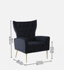 Palatial Velvet Fabric Wing Chair With Ottoman Footrest In Black Colour