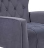 Palatial Velvet Fabric Wing Chair With Ottoman Footrest In Grey Colour