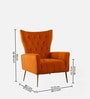 Palatial Velvet Fabric Wing Chair With Ottoman Footrest In Orange Colour