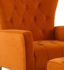 Palatial Velvet Fabric Wing Chair With Ottoman Footrest In Orange Colour