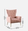 Palatial Velvet Fabric Wing Chair With Ottoman Footrest In Pink Colour