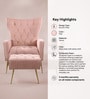 Palatial Velvet Fabric Wing Chair With Ottoman Footrest In Pink Colour
