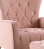Palatial Velvet Fabric Wing Chair With Ottoman Footrest In Pink Colour