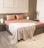 Pale Apricot 100% Cotton 300TC Solid Superking Bedsheet with 2 Pillow Covers (Quilted)
