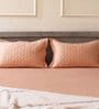 Pale Apricot 100% Cotton 300TC Solid Superking Bedsheet with 2 Pillow Covers (Quilted)