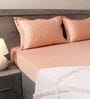 Pale Apricot 100% Cotton 300TC Solid Superking Bedsheet with 2 Pillow Covers (Quilted)