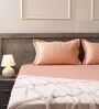 Pale Apricot 100% Cotton 300TC Solid Superking Bedsheet with 2 Pillow Covers (Quilted)