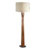 Pali Handcrafted Natural Wooden Floor Lamp for Living Room & Bedroom in Fabric Gold and White Color Shade