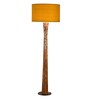 Pali Handcrafted Natural Wooden Floor Lamp for Living Room & Bedroom in Fabric Mustard/Yellow Color Shade