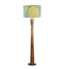 Pali Handcrafted Natural Wooden Floor Lamp for Living Room & Bedroom in Printed Fabric Blue/Green Color Shade