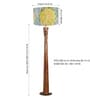 Pali Handcrafted Natural Wooden Floor Lamp for Living Room & Bedroom in Printed Fabric Blue/Green Color Shade