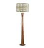 Pali Handcrafted Natural Wooden Floor Lamp for Living Room & Bedroom in Printed Fabric Grey Color Shade