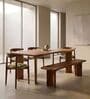 Palisade 6 Seater Solid Acacia Wood  Dining Table Set With Bench And Tropical Teak Chairs In Natural Finish