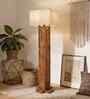 Palisade Wooden Floor Lamp with Jute Shade & Brown Base