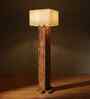 Palisade Wooden Floor Lamp with Jute Shade & Brown Base