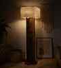 Palisade Wooden Floor Lamp with Jute Shade & Brown Base
