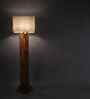 Palisade Wooden Floor Lamp with Jute Shade & Brown Base