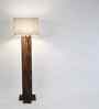 Palisade Wooden Floor Lamp with Jute Shade & Brown Base