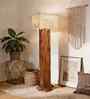Palisade Wooden Floor Lamp with Jute Shade & Brown Base