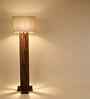 Palisade Wooden Floor Lamp with Jute Shade & Brown Base