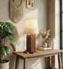 Palisade Wooden Table Lamp with Jute Shade & Brown Base