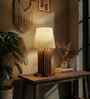 Palisade Wooden Table Lamp with Jute Shade & Brown Base