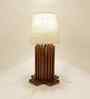 Palisade Wooden Table Lamp with Jute Shade & Brown Base
