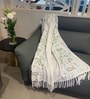 Palm White 100% Cotton 50x90 Inches Sofa Throw