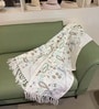Palm White 100% Cotton 50x90 Inches Sofa Throw