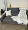Palm White 100% Cotton 50x90 Inches Sofa Throw