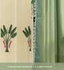 Palm Lagoon Green & Aura Green Printed Cotton Curtains for Long Door Pack of 3