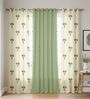 Palm Lagoon Green & Aura Green Printed Cotton Curtains for Window Pack of 3