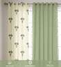 Palm Lagoon Green & Aura Green Printed Cotton Curtains for Window Pack of 3