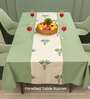 Palm Lagoon Green (Panal) Solid Cotton Table Cover ( 6 Seater  )