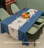 Palm Lagoon Indigo (Panal) Solid Cotton Table Cover ( 4 Seater  )