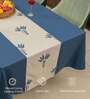 Palm Lagoon Indigo (Panal) Solid Cotton Table Cover ( 4 Seater  )