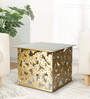 Palm Leaf Solid Wood Centre Table in Gold and Black Finish